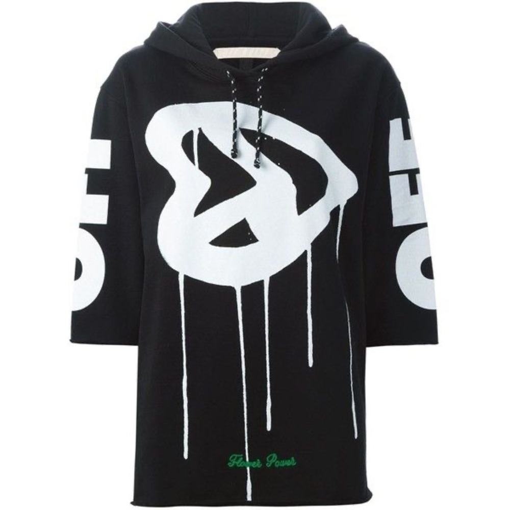 *RARE* OFF-WHITE c/o VIRGIL ABLOH Flower Power Black Oversized Hoodie Sweatshirt